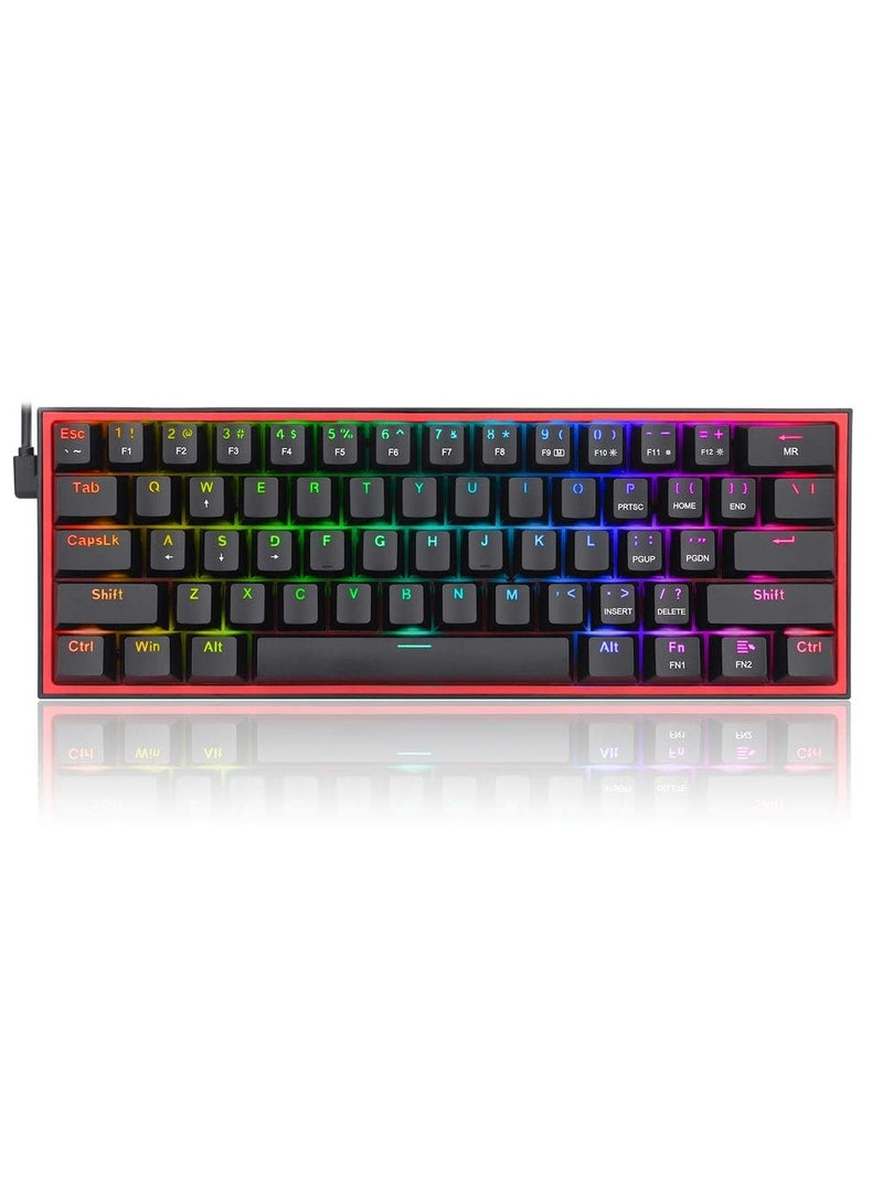 K617 Fizz 60% Wired RGB Gaming Keyboard, 61 Keys Compact Mechanical Keyboard, (Linear RED Switch), Pro Driver/Software Supported || Black