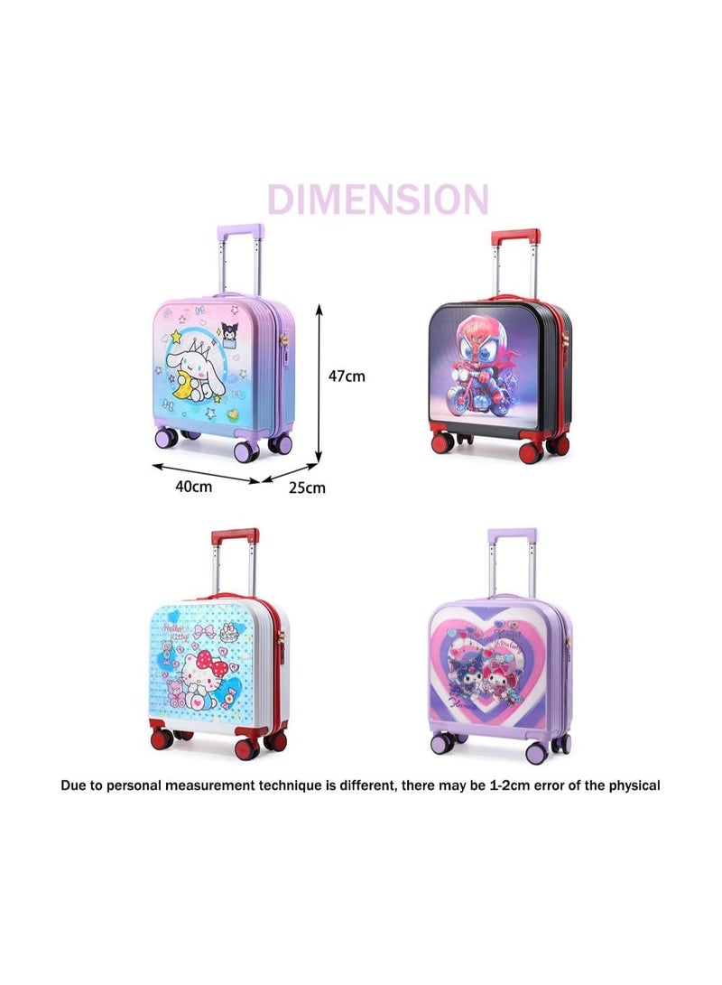 20 Inch Kids Luggage Gradation 3D Cartoon Patterns Children Trolley Suitcase Travel Boys Girls Rolling Luggage Case with Lock Students Teens Wheeled Small Suitcase Carry On Bag for Boarding School (C)