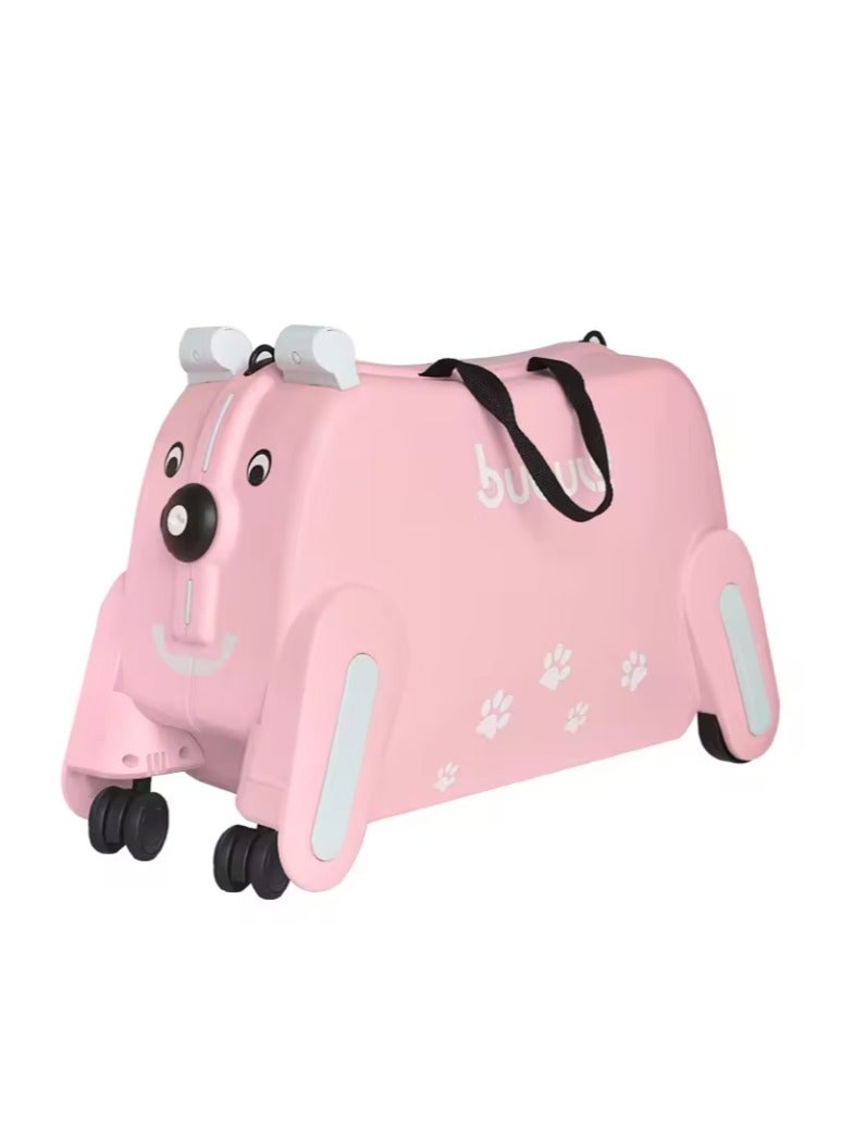 Cute Kids Trolley Bag Dog Shape Kid Toy Travel Luggage 1-8 age (rose pink)