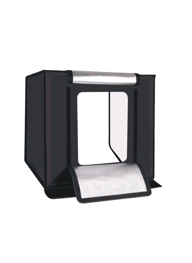 LED Photo Box PB05, 40x40cm, 5500LM, 4 Color Backdrops (Black, Grey, White, Peach), Dimmer, Portable