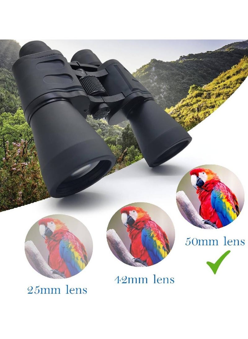 20x50 Zoom Long Distance Professional Binocular, Lightweight Waterproof Focus Lens Binocular for Kids and Adults, Durbin for Birdwatching Trekking Hiking Sports Sightseeing (Black)