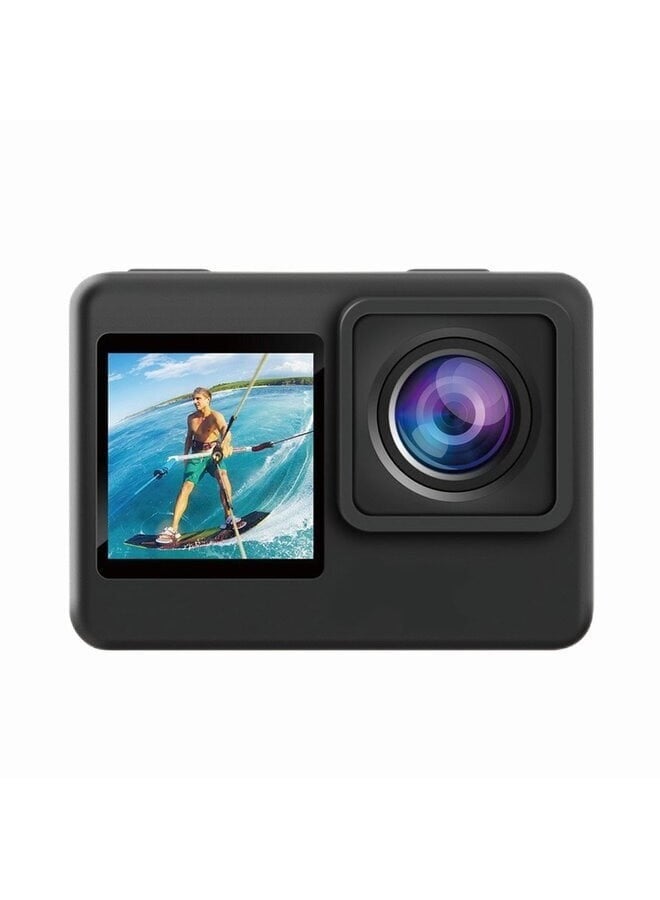 4K Action Camera, 16MP, Dual Display, 900mAh, Waterproof Case, Black