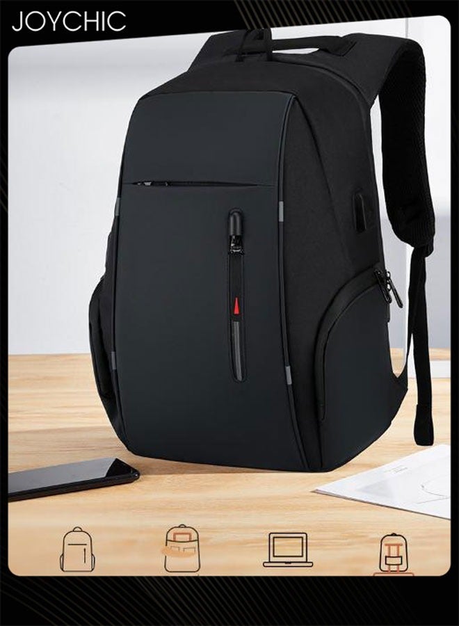 Travel Laptop Backpack Multifunction Business Anti-theft Zipper Daypack Large Capacity College School Computer Bag with USB Charging Port Fit 15.6 Inch for Men Office Work Outdoor Black