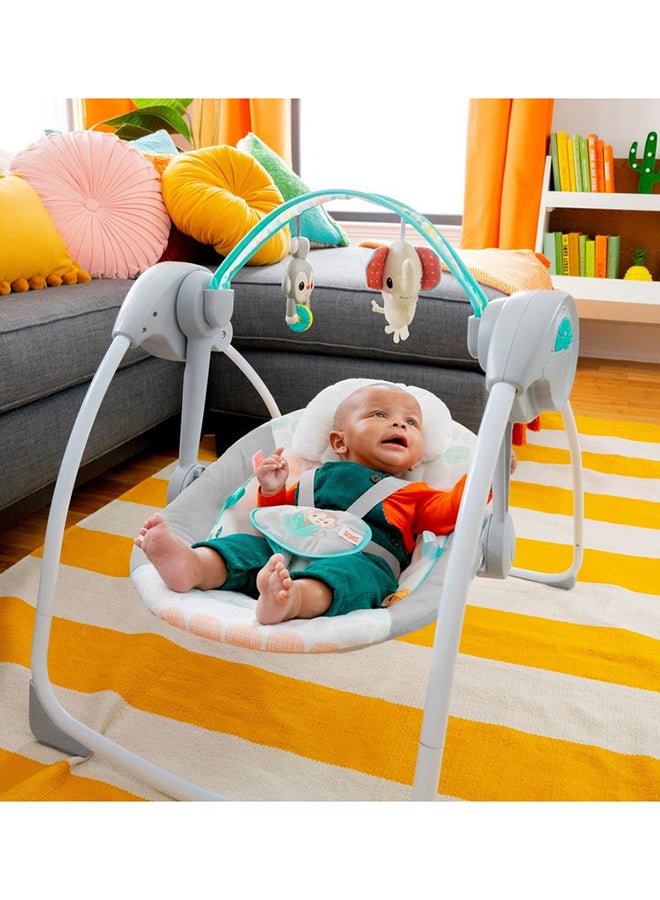Portable 6-Speed Baby Swing with Music, Toy Bar & Taggies, 0-9 Months (Whimsical Wild)