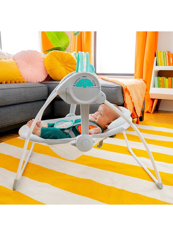 Portable 6-Speed Baby Swing with Music, Toy Bar & Taggies, 0-9 Months (Whimsical Wild)