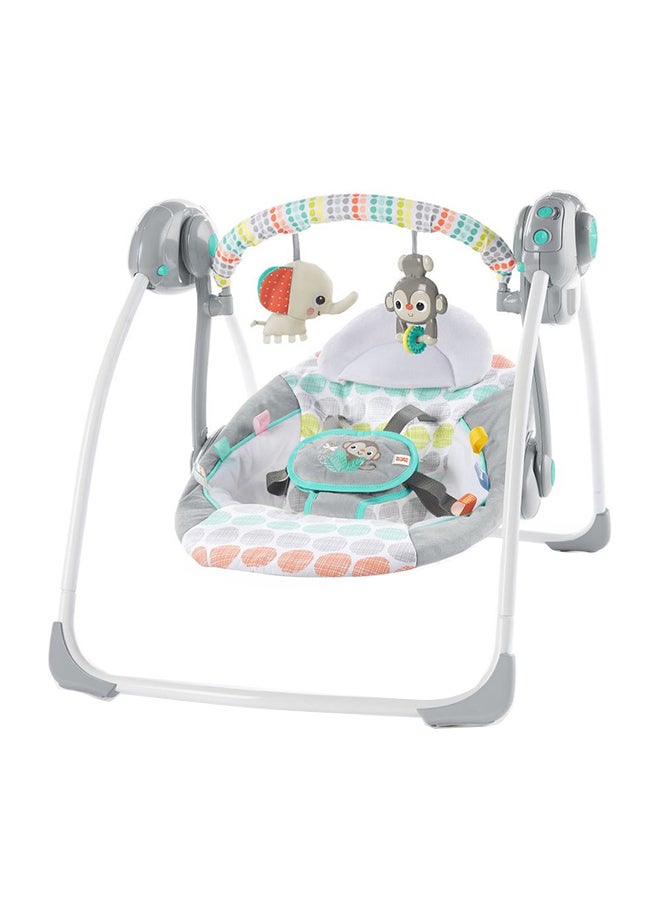 Portable 6-Speed Baby Swing with Music, Toy Bar & Taggies, 0-9 Months (Whimsical Wild)