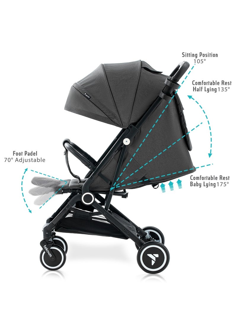 TEKNUM Travel Cabin Stroller with Coffee Cup Holder - Slate Grey