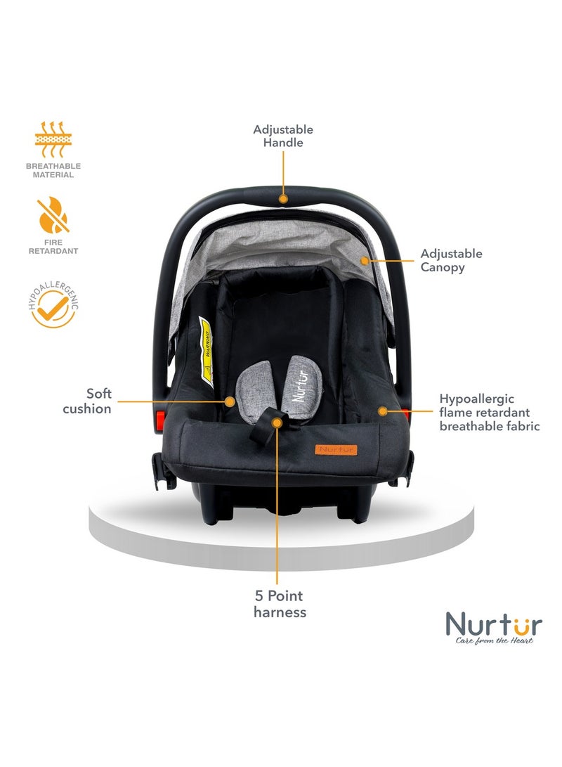 Nurtur Baby travel combo - Stroller with Baby Carrier, Grey