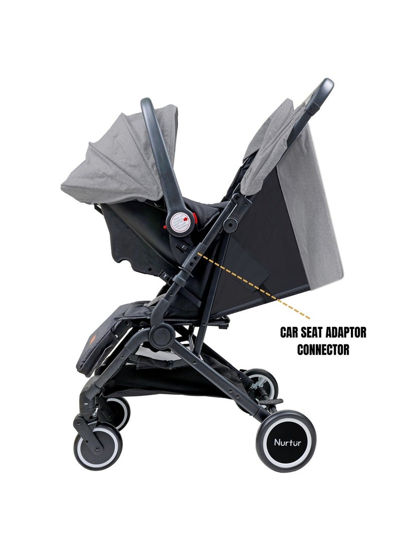 Nurtur Baby travel combo - Stroller with Baby Carrier, Grey