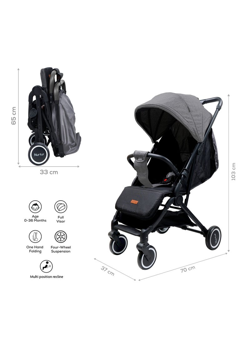 Nurtur Baby travel combo - Stroller with Baby Carrier, Grey