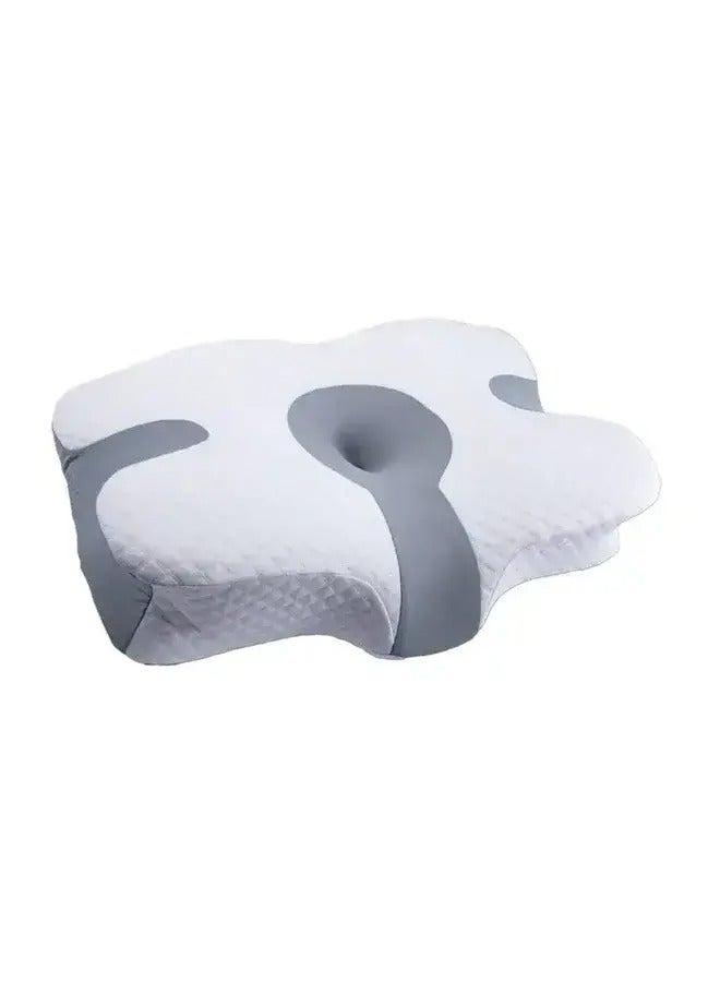 Memory Foam Cervical Pillow, 64x40x10/12 cm, White/Gray, Cooling Nylon/Spandex Outer Cover, Polyester Inner Cover, 45 kg/m³ Density