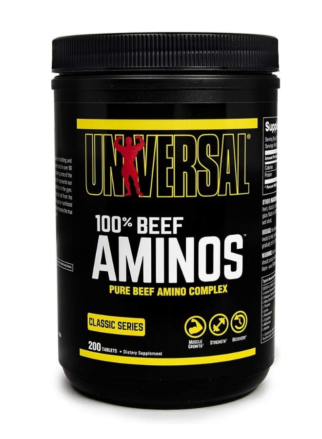 100% Beef Aminos, Pure Beef Amino Complex, 200 Tablets