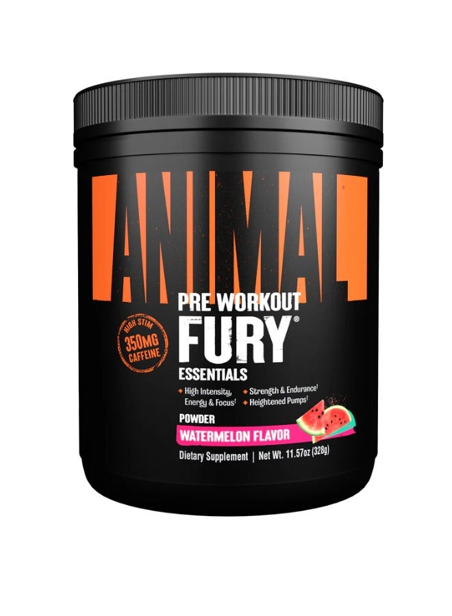 Animal Pre Workout Fury Essentials Powder With High Stim Watermelon Flavour 328 Gram