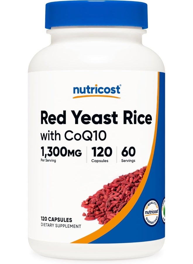 Red Yeast Rice With Coq10 1300Mg, 120 Capsules, 60 Servings - Non-Gmo, Gluten Free