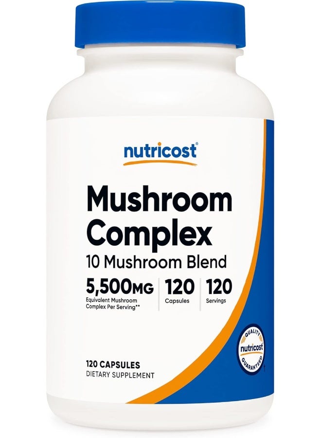 Mushroom Complex Supplement, 120 Capsules - 10 Mushroom Blend With Reishi, Maitake, Shiitake, Lion'S Mane, And More - Non-Gmo And Gluten Free