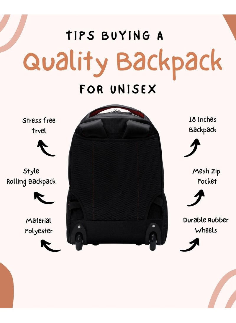 Water Resistance 2 Wheels Casual Trolley Backpack 18 Inch