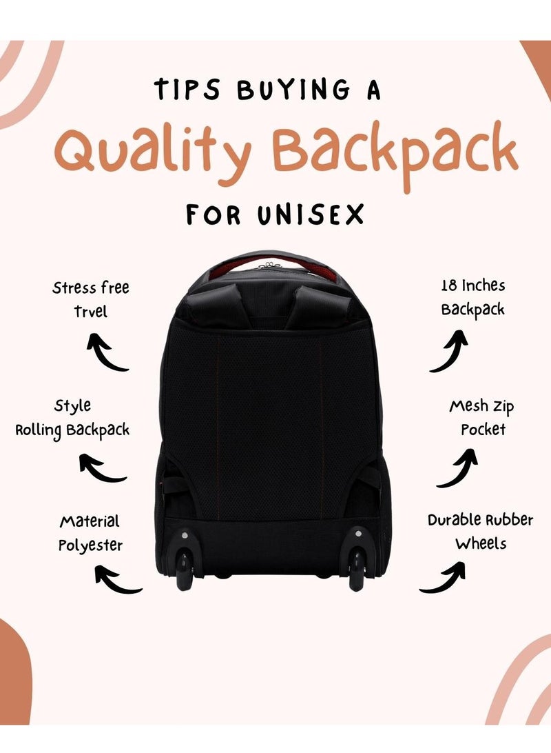 Water Resistance 2 Wheels Casual Trolley Backpack 18 Inch