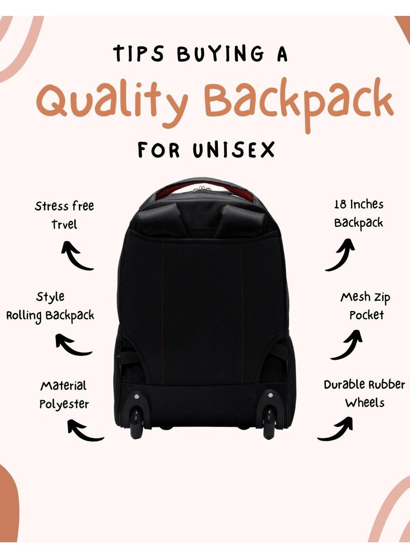 Water Resistance 2 Wheels Casual Trolley Backpack 18 Inch