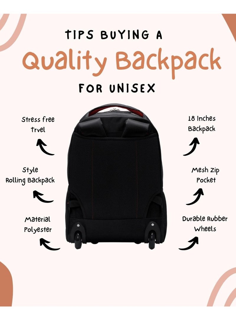 Water Resistance 2 Wheels Casual Trolley Backpack 18 Inch