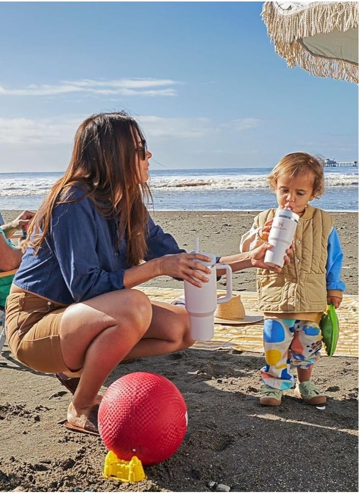 Stanley Quencher H2.0 Flow State 40oz Rose Gold Stainless Steel Vacuum Insulated Tumbler with Lid, 2 Straw and 3 Straw Stoppers for Water and Iced Tea, Cold Retention in Pack of 1 & 2