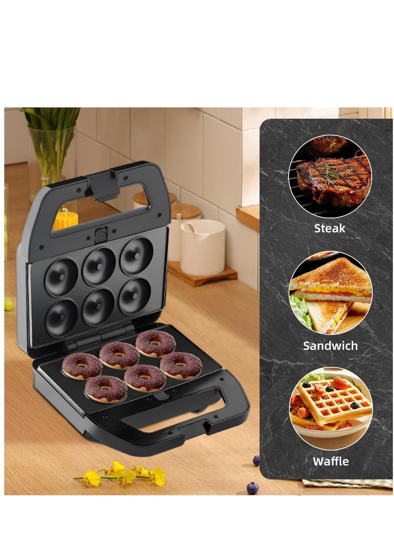 7 in 1 Electric Sandwich Maker with 7 Removable Non-Stick Plates Double-Sided Cooking for Waffles Paninis Grilled Cheese Donuts Omelettes and More Versatile Multifunctional Breakfast Machine Easy to Clean