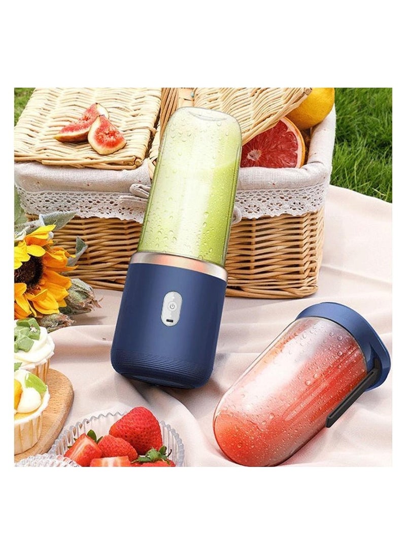 Portable Mini Blender for Shakes and Smoothies - USB Rechargeable Personal Blender, Compact Fruit & Baby Food Mixer with 6 Blades, 400ml Travel Bottle, BPA-Free, Ideal for Gym, Office, and Outdoors