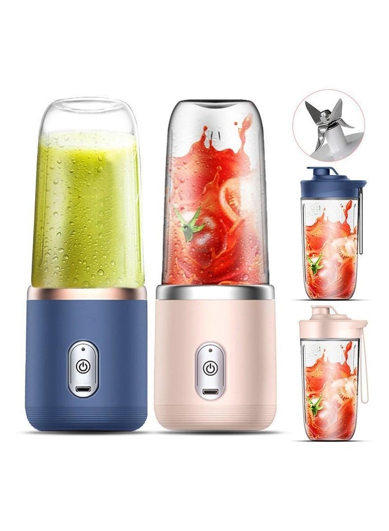 Portable Mini Blender for Shakes and Smoothies - USB Rechargeable Personal Blender, Compact Fruit & Baby Food Mixer with 6 Blades, 400ml Travel Bottle, BPA-Free, Ideal for Gym, Office, and Outdoors