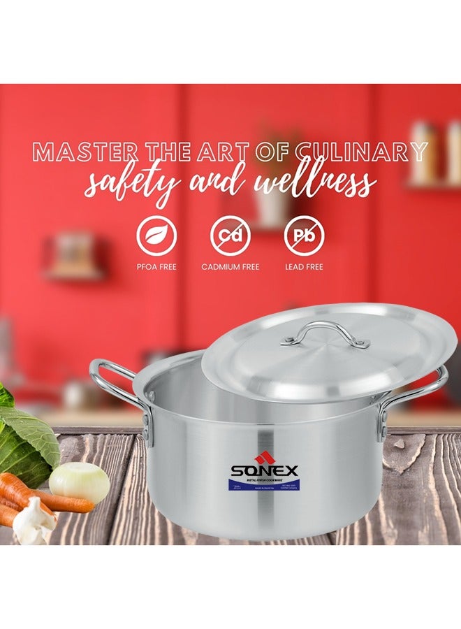 Sonex Aluminium Cooking Pot 41 cm 29 Ltr – Versatile Stock Pot for Large Meals, Guests, Commercial & Home Use, Heavy Duty Cookware with Stainless Steel Handle, Easy Cleanup, Durable Metal Finish,