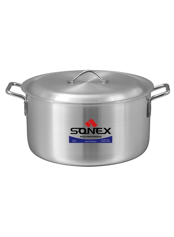 Sonex Aluminium Cooking Pot 41 cm 29 Ltr – Versatile Stock Pot for Large Meals, Guests, Commercial & Home Use, Heavy Duty Cookware with Stainless Steel Handle, Easy Cleanup, Durable Metal Finish,