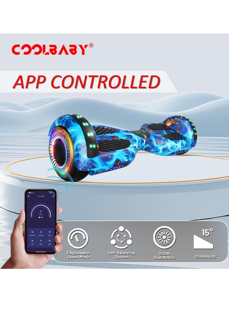 COOLBABY 6.5inch Smart Scooter 2 Wheels Self Scooter with Led Lights