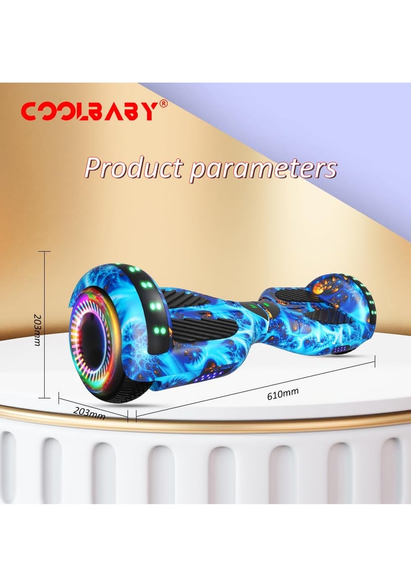 COOLBABY 6.5inch Smart Scooter 2 Wheels Self Scooter with Led Lights