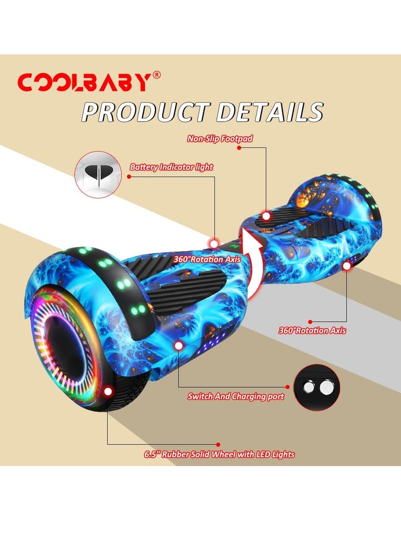 COOLBABY 6.5inch Smart Scooter 2 Wheels Self Scooter with Led Lights