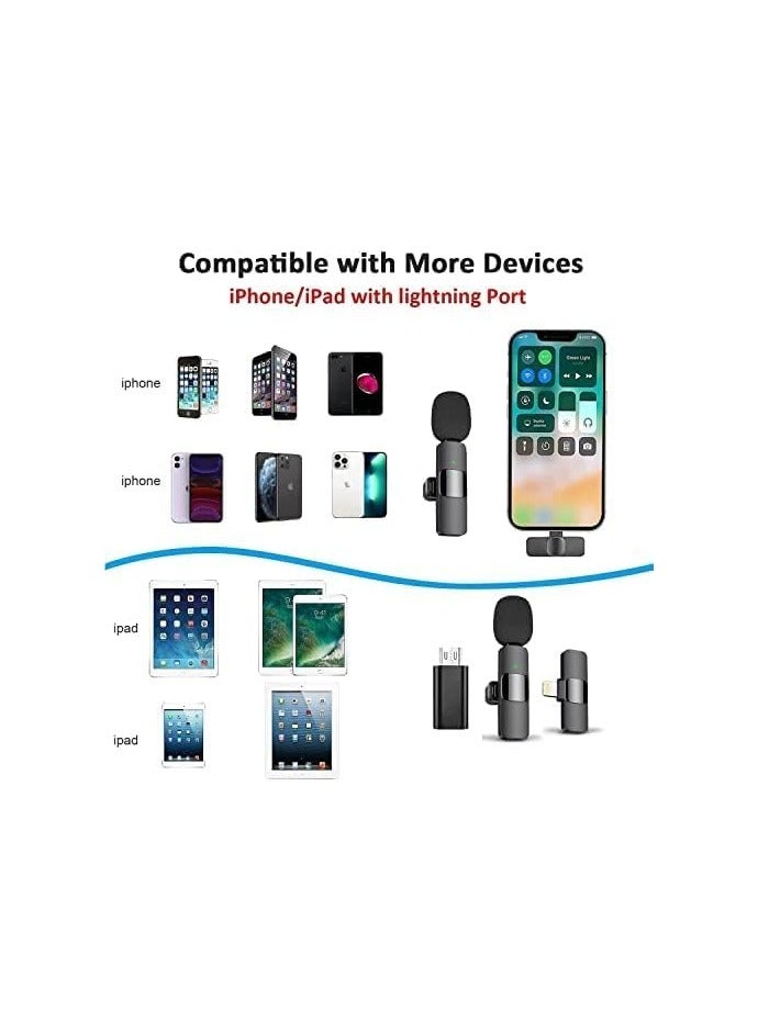 Wireless Lavalier Microphone for Type-C Phone- Plug-Play 2 Wireless Microphones for USB-C Android Phones Video Recording- Interview- Vlog- Auto Sync and Noise Reduction- 2.4 GHZ with mute function