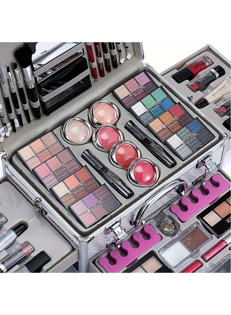 Professional Multifunctional Makeup Kit 106pcs Makeup Tools Eyeshadow Lipstick Mascara Lip Liner Makeup Brush Makeup Artist Makeup Box For Women Full Kit