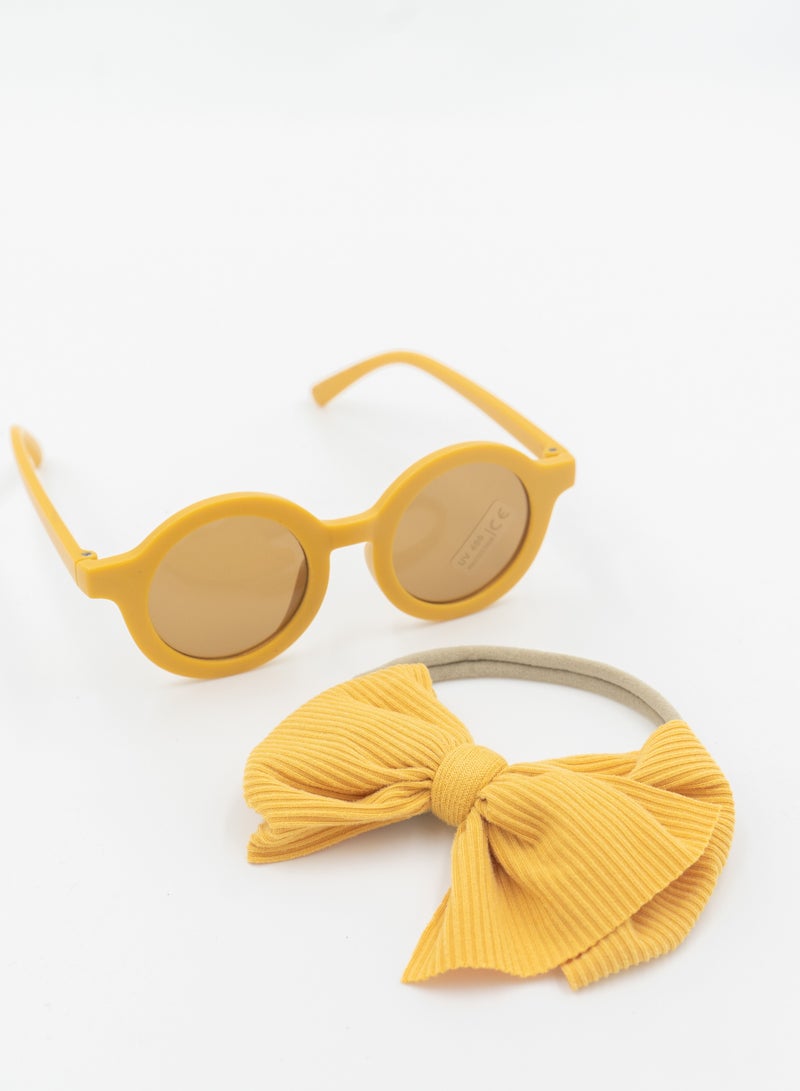 Glasses and Headband Set For Babies and Girls Yellow Colour