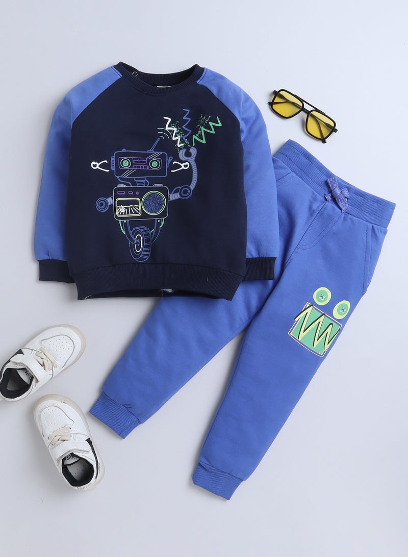 Boys' 2-Piece Set -Raglan Sweatshirt and Jogger Set Blue/Navy