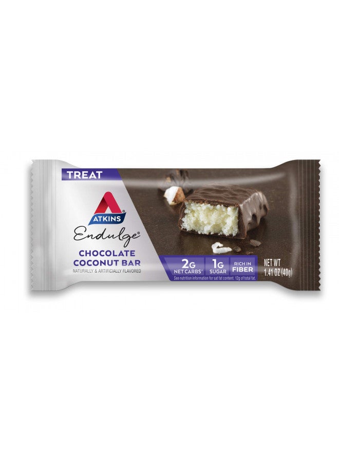 Atkins Endulge Chocolate Coconut Bar, Dessert Favorite, High in Fiber, 1g Sugar, 5 Count