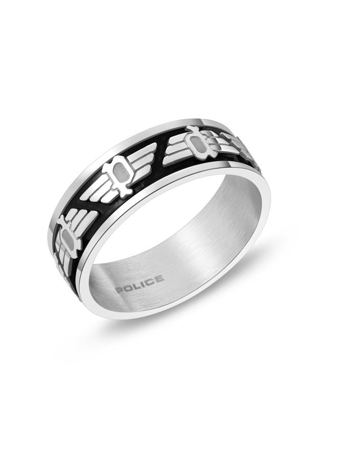 Slash Finger Ring for Men Stainless Steel with Black Enamel