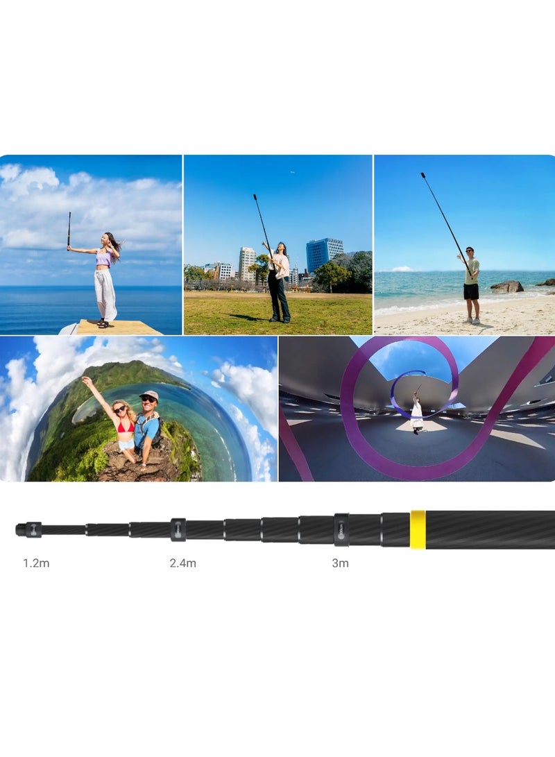 Enhanced Extended Edition Selfie Stick - Compatible with Insta360 X4, X3, ONE RS (Twin/4K), ONE X2, ONE R, ONE X and ONE Black