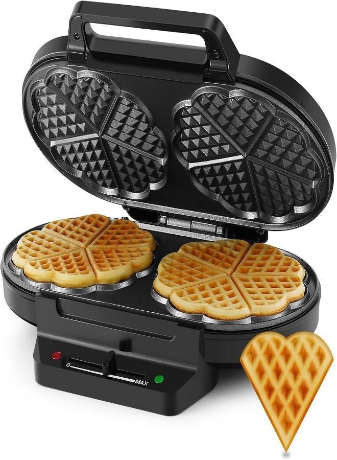 Waffle iron for cake, 1200 W waffles waffle iron, two, double non-stick coating, waffle maker, waffle iron for classic heart waffles, black