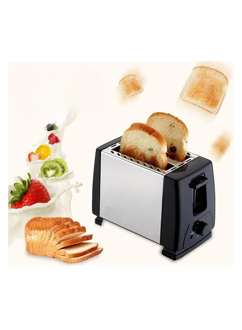 2-Slice Automatic Bread Toaster, Compact Stainless Steel Toaster for Household Kitchen, Adjustable Browning Control, Wide Slots for Bagels and Bread, Easy Cleanup, Perfect Breakfast Maker Machine