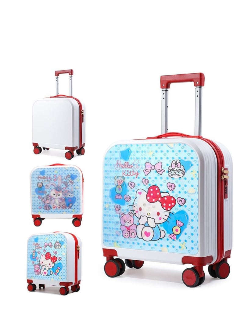 20 Inch Kids Luggage Gradation 3D Cartoon Patterns Children Trolley Suitcase Travel Boys Girls Rolling Luggage Case with Lock Students Teens Wheeled Small Suitcase Carry On Bag for Boarding School (D)