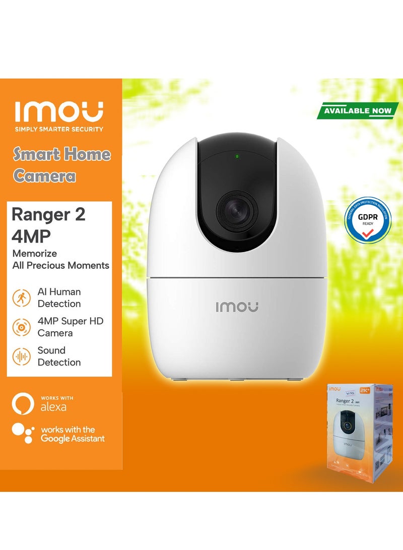 Imou Camera 2K Security Camera for Home Surveillance Cameras Indoor, 360° Wi-Fi Camera Indoor Ultra-Clear Camera Baby Monitor with Human Detection Motion Tracking Wireless Night Vision (Ranger 2C)