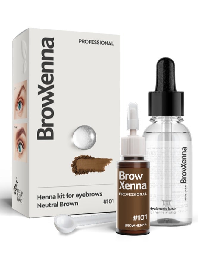 Brow Henna Kit with Hyaluronic Mixing Base Included | #101 Neutral Brown