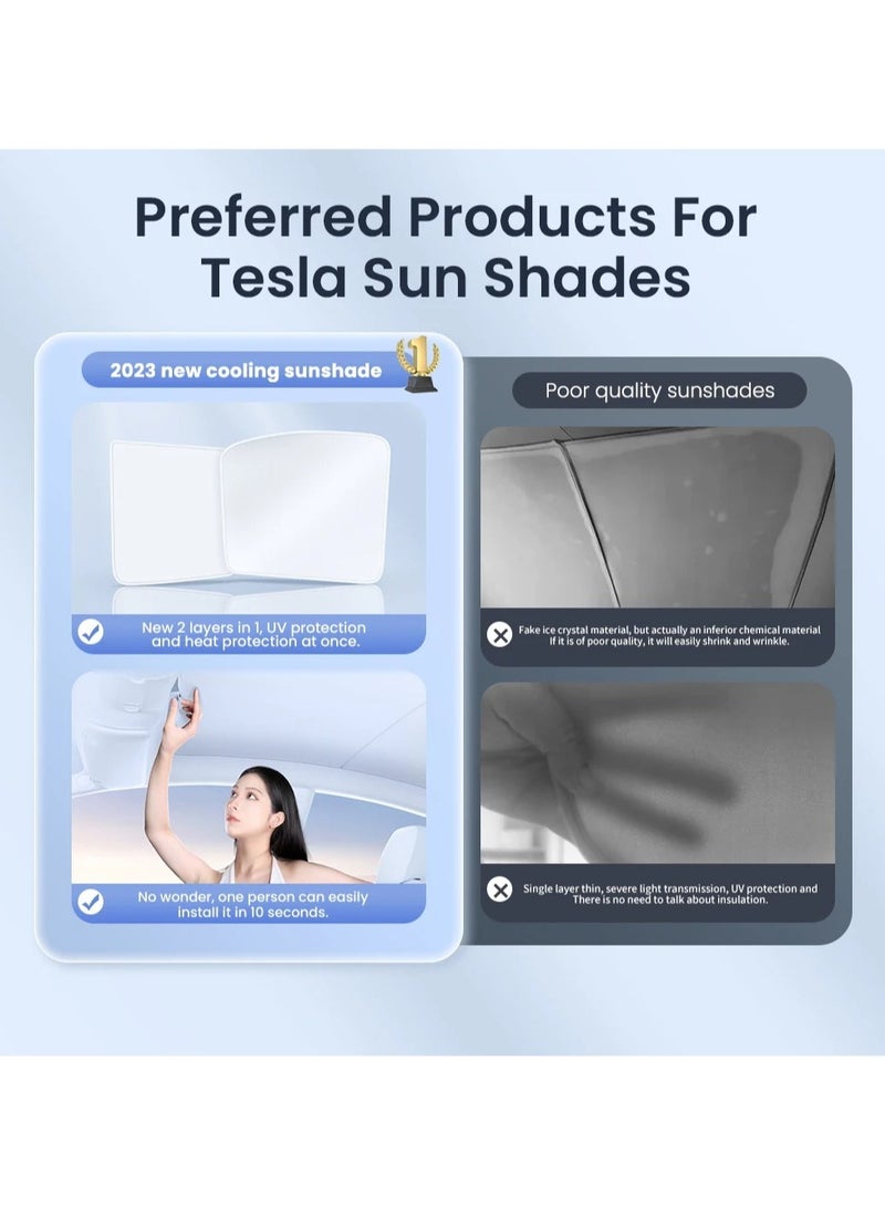 YZ For Tesla Model 3 Y 2021-2023 Car Sun Visor Upgrade Ice Towel Buckle Sun Shades Glass Roof Clarity Vehicle