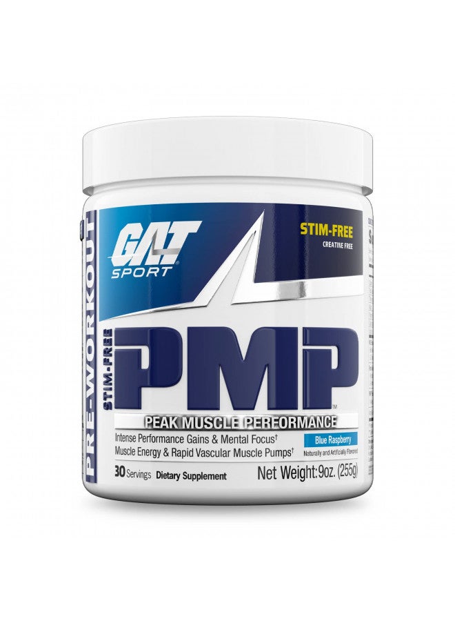 GAT Sport PMP (Peak Muscle Performance), Pre-Workout, 30 Servings (Blue Raspberry (Stim-Free))