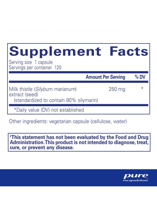 Pure Encapsulations Silymarin | Milk Thistle Extract Supplement for Liver Support and Antioxidant Activity* | 120 Capsules