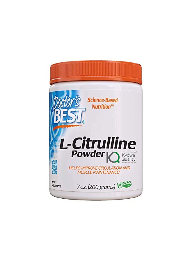 Doctor's Best L-Citrulline Powder, Helps Improve Circulation & Muscle Maintenance, Non-GMO, Vegan, Gluten Free, Soy Free, 200g