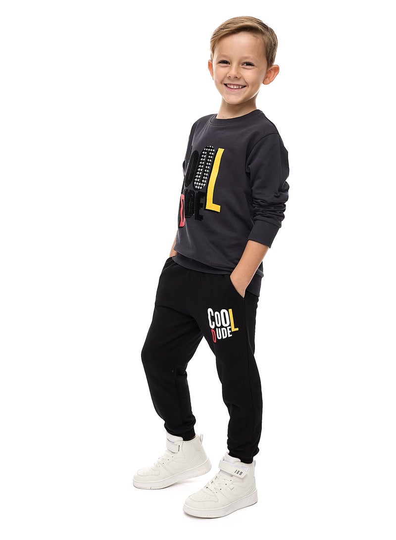 Boys' 2-Piece Sweatshirt and Jogger Set (2 -8 yrs) Dark Grey -Black