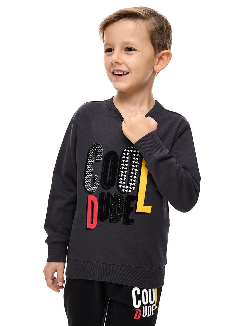 Boys' 2-Piece Sweatshirt and Jogger Set (2 -8 yrs) Dark Grey -Black